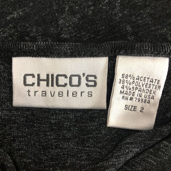 CHICO'S Travelers Velvet Drape Top Women’s size 2 M Black Short Sleeve - Picture 2 of 6